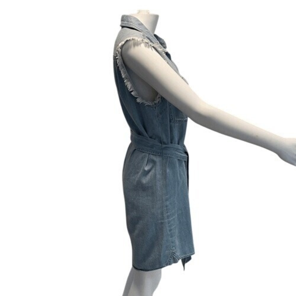 7 For All Mankind Chambray Sleeveless Belted Shirt Dress Light Blue Size S - Picture 6 of 11